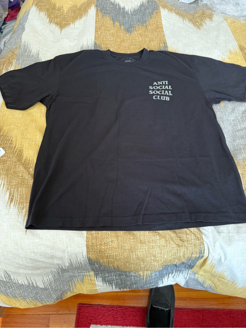 Anti Social Social Club Black Tee with White Logo Chest Print